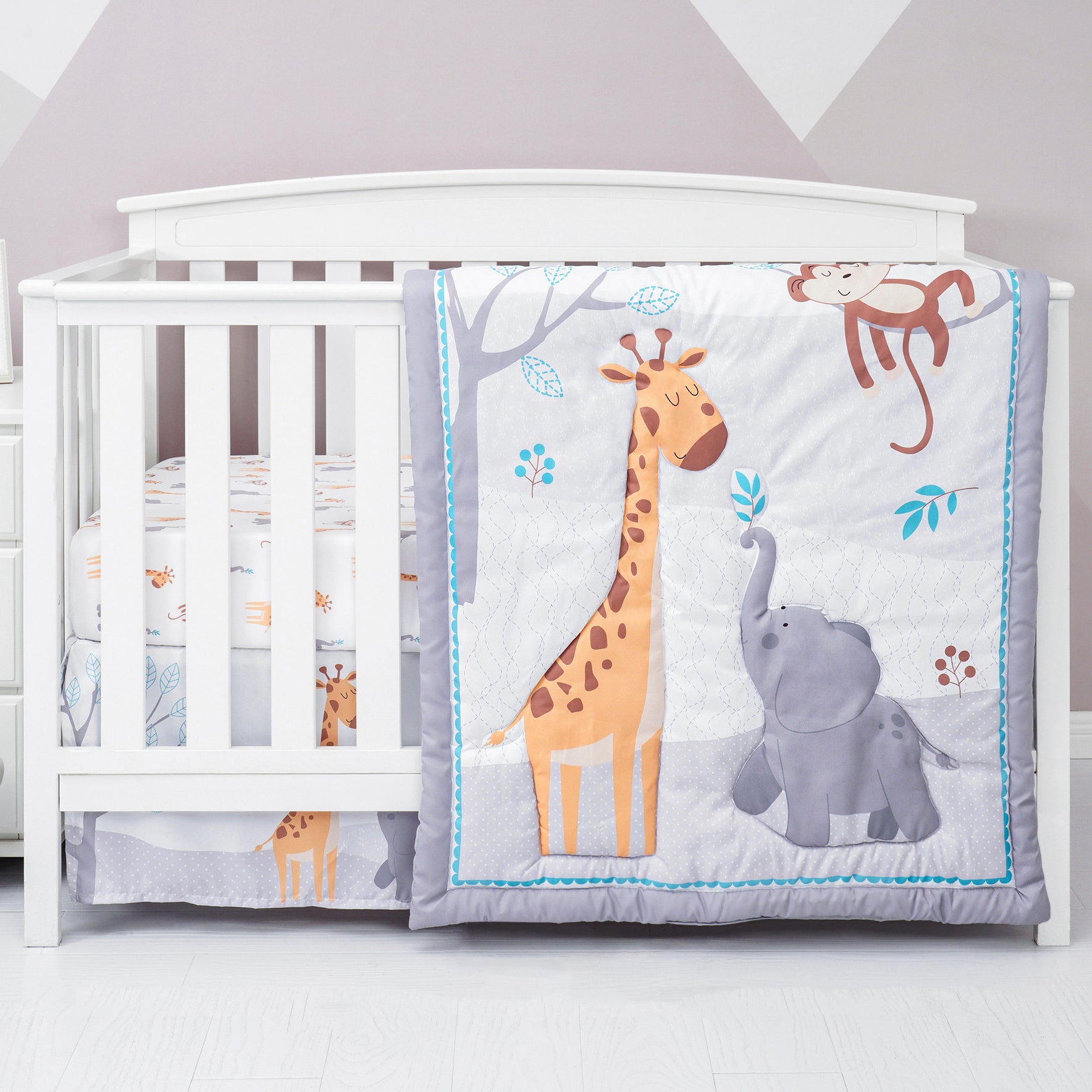 jungle friends 3-piece crib bedding set